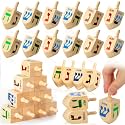 Libima 100 Pieces Hanukkah Wooden Dreidels Natural Wood Dreidels, 2.7 Inch