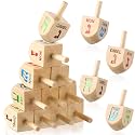 Libima 200 Pieces Hanukkah Wooden Dreidels Natural Wood Dreidels, 1.6 Inch