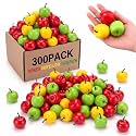 Libima 300 Pcs 1.4in Mini Artificial Fake Apples, Red, Yellow, Green