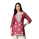 LIBOZA Women39s Chikankari Embroidered Short Kurti Rayon