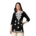 LIBOZA Women39s Chikankari Embroidered Short Kurti Rayon