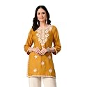 LIBOZA Women39s Chikankari Embroidered Short Kurti Rayon