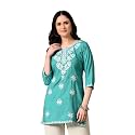 LIBOZA Women39s Chikankari Embroidered Short Kurti Rayon