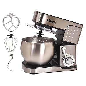 libra stand mixer  1300w stainless steel shell stand mixer for baking for home baking mixer  6l ss bowl  planetary rotation  metal gears  4 safety features  atta maker