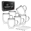 LIBWYS 6 Pack Double Walled Coffee Cups Glasses Mug 12oz Borosilicate Glass