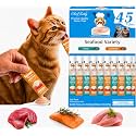 Lickable Cat Treats, Seafood Variety Puree Food Topper, 45 Tubes