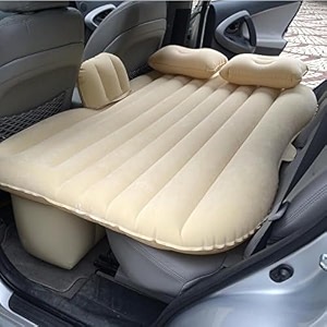 multifunctional inflatable car travel bed mattress universal car back seat travel air inflation with two air pillows car air pump travel car bed air sofa sleeping pad bed cream