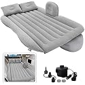 Multifunctional Inflatable Car Travel Bed Mattress Universal Car Back Seat Travel Air Inflation With Two Air Pillows Car Air Pump Travel Car Bed Air Sofa Sleeping Pad Bed (Grey) - Polyester