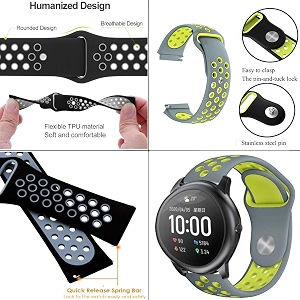 strap belt compatible with one plus watch strap size - 22mm grey and green