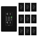 LIDER 20A GFCI Outlet, Tamper-Resistant Receptacle, Self-Test, LED Indicator, Anti-Interference (No-False-Trip) Protection, with Screwless Wall Plate, ETL Listed, Thermoplastic, Matte Black, 10-Pack