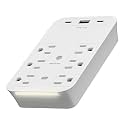 LIDER 6-Outlet Surge Expander, Surge Protector Up to 1500J, Matte White