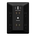 LIDER 6 Outlet Surge Protector Extender, 20W, 1500 Joules, Matte Black