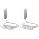 LIDER Flat-Face Outlet Extender with 3 Receptacles, Ultra-Thin Wall Plate Plug with Cord Extender and 3-Outlet Power Strip, 8ft Cord, LWE8-315-SV, 1625W, ETL Listed, Matte Silver, 2-Pack