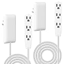 LIDER Flat-Face Outlet Extender, 3 Receptacles, 8ft Cord, 1625W, 2-Pack