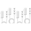 LIDER Flat-Face Outlet Extender with 3 Receptacles, Ultra-Thin Wall Plate Plug with Cord Extender and 3-Outlet Power Strip, 3ft Cord, LWE3-315-W2P, 1625W, ETL Listed, Matte White, 4-Pack