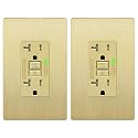 LIDER GFCI Outlet 20Amp, Brushed Wall Plate, ETL Listed, Matte Gold, 2-Pack