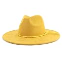 LIDHAY Big Wide Brim Fedora Hats for Women Men Western Suede Hat Large Felt Panama Hat Rancher Hat