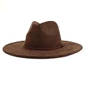 LIDHAY Big Wide Brim Fedora Hats for Women Men Western Suede Hat Large Felt Panama Hat Rancher Hat
