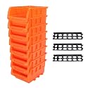 LiebeWH Garage Storage Bin Wall Mounted Garage Plastic Hanging Storage Organizer 8 Stackable Bins and 3 Tracks for Screws Nuts Bolts Nails