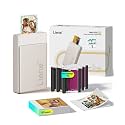 Liene Pearl N200 Pro Portable Photo Printer, Instant Mini Picture Printer for iPhone Smartphone, Thermal Dye Sublimation, Bluetooth Sticker Printer 50 Sheets 2x3 Adhesive Paper &amp; 5 Cartridges, Gold