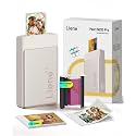 Liene Pearl N200 Pro Portable Photo Printer, Instant Mini Picture Printer for iPhone Smartphone, Thermal Dye Sublimation, Bluetooth Sticker Printer 10 Sheets 2x3 Adhesive Paper & 1 Cartridge, Gold