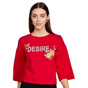 life by shoppers stop womens round neck printed top_black