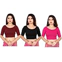 Life Win Stretchable Elbow Sleeves Blouse 28 to 46 Size Cotton Lycra for Women Pack of 3 Combo
