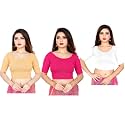 Life Win Stretchable Elbow Sleeves Blouse 28 to 46 Size Cotton Lycra for Women Pack of 3 Combo