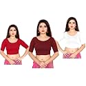 Life Win Stretchable Elbow Sleeves Blouse 28 to 46 Size Cotton Lycra for Women Pack of 3 Combo