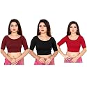 Life Win Stretchable Elbow Sleeves Blouse 28 to 46 Size Cotton Lycra for Women Pack of 3 Combo