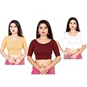 Life Win Stretchable Elbow Sleeves Blouse 28 to 46 Size Cotton Lycra for Women Pack of 3 Combo