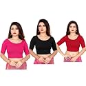 Life Win Stretchable Elbow Sleeves Blouse 28 to 46 Size Cotton Lycra for Women Pack of 3 Combo