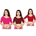 Life Win Stretchable Elbow Sleeves Blouse 28 to 46 Size Cotton Lycra for Women Pack of 3 Combo