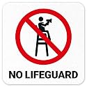 No Lifeguard Vinyl Adhesive Pool Depth Marker,