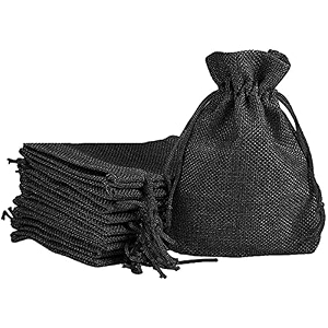 lifekrafts black jute linen pouches birthday and party favour bags potlis for functions baby showers candy bags size-15x20 cm pack of 70