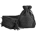 Lifekrafts black Jute Linen Pouches Birthday and Party Favour Bags Potlis for Functions, Baby Showers, Candy Bags Size-17.5x20 cm (Pack of 100)