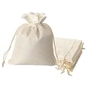 Lifekrafts Cream White Jute Linen Pouches Christmas, Birthday and Party Favour Bags Potlis for Functions, Baby Showers, Candy Bags Size-15x10 cm (Pack of 70)