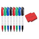 Lifekrafts Dry Erase Marker Pens | Pack of 8 (Mix) | Fine Tip Whiteboard Markers with Eraser | Smooth Writing &amp; Easy Wipe | For School, Office, Home, Glass, Mirrors &amp; Presentation Boards