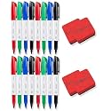 Lifekrafts Dry Erase Marker Pens | Pack of 16 (Mix) | Fine Tip Whiteboard Markers with Eraser | Smooth Writing &amp; Easy Wipe | For School, Office, Home, Glass, Mirrors &amp; Presentation Boards