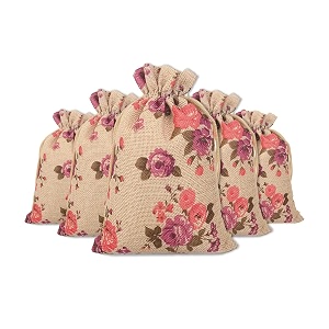 lifekrafts linen pouchesbirthday amp party favour gift baggifts bags for return gifts bagssize-12  12 inches30x30 cms purple floral pack of 100