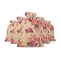 LifeKrafts Linen Pouches Christmas &amp; Party Gift Bag,Gifts Bags for Return Gifts Bags,Size-8 * 10 inches(20x25 cms) Purple Floral Pack of 100.
