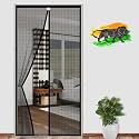 LifeKrafts Polyester Magnetic Mosquito Net for Door | Mosquito Curtain for All Door Types & Sizes | Auto-Closing Insect Screen to Keep Mosquito Out (Black, 205 x 75 Cms)