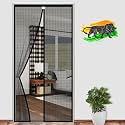 LifeKrafts Polyester Magnetic Mosquito Net for Door | Mosquito Curtain for All Door Types &amp; Sizes | Auto-Closing Insect Screen to Keep Mosquito Out (Black, 210 x 90 Cms)