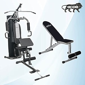lifeline fitness hg-005 home gym with lb-311 adjustable bench 8 levels multipurpose all in one home gym workout combo on-site installation included