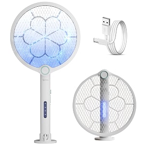 lifelong 3-in-1 foldable electric mosquito racket  mosquito killer racket  fly swatter  stand amp hang design  mosquito trap amp uv light  rechargeable 1200mah battery  type-c charging