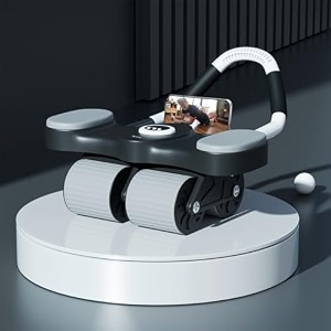 lifelong 4 wheels abs roller- abdominal exercise equipment for home gym - ab roller with elbow support knee pad amp mobile holder- exercise wheels for men amp women - core plank workout machine black