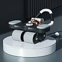 Lifelong 4 Wheels ABS Roller- Abdominal Exercise Equipment for Home Gym - Ab Roller with Elbow Support, Knee Pad & Mobile Holder- Exercise Wheels for Men & Women - Core Plank Workout Machine, Black