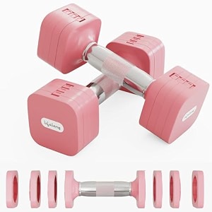 lifelong adjustable dumbbells set 2-5kg for home gym - quick change weights with anti-slip stainless steel handles - durable equipment with safety locks for men amp women pink