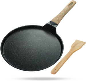 Lifelong Die-Cast Flat Dosa Tawa with Wooden