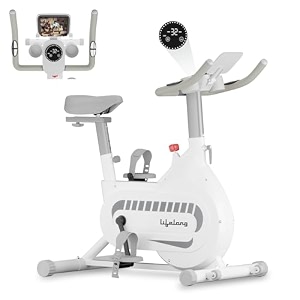 lifelong fit pro spin fitness bike8kg flywheeladjustable resistance amp heart rate sensorquiet belt-driven systemtouch led screen displaysteel framehome workout amp cardiomax weight 120kg